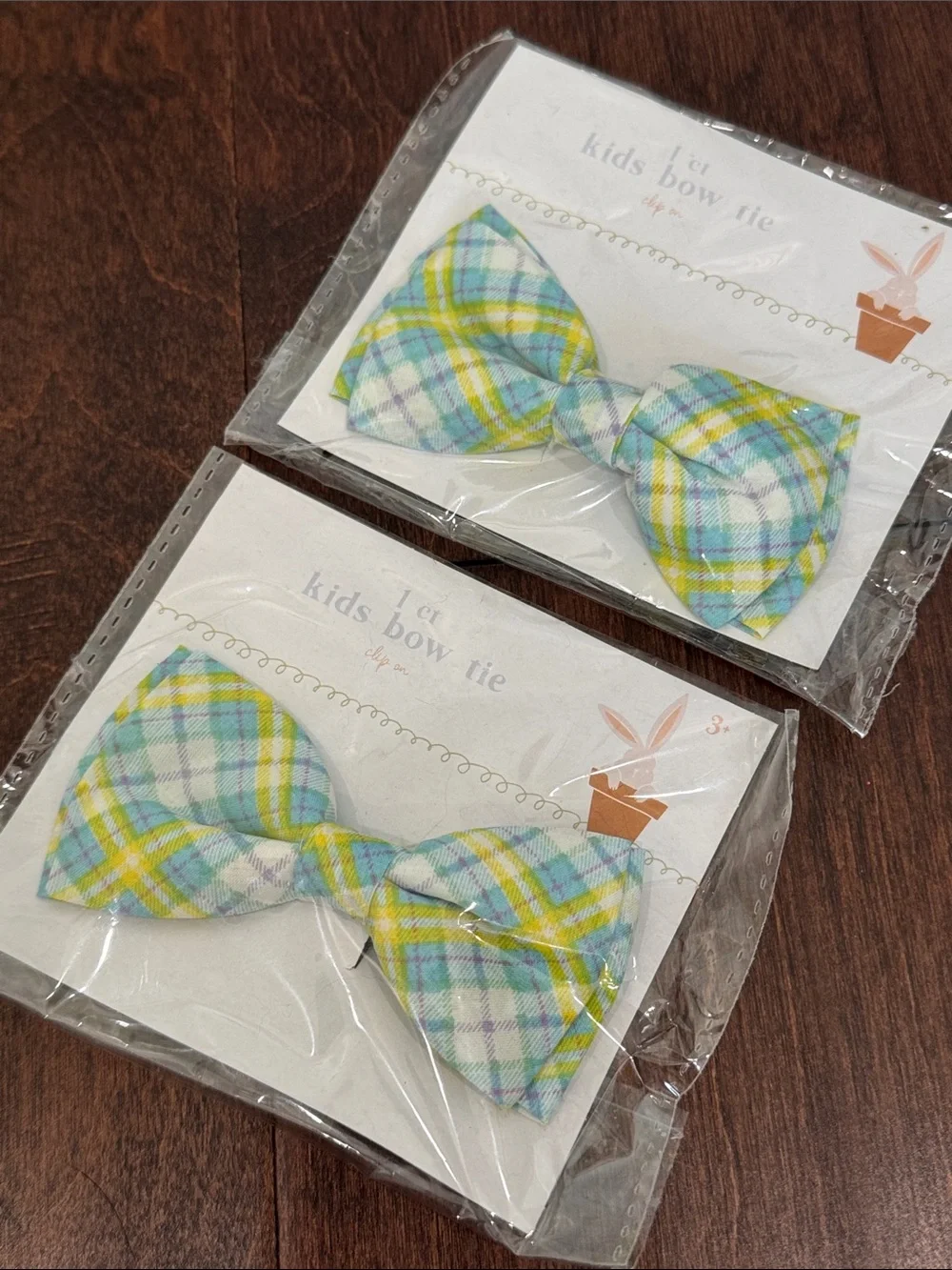 Toddler Boys Plaid Bow Tie Clip-on Blue Yellow White Coordinating Set